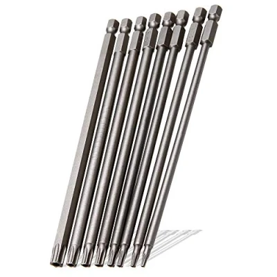 Image of Saipor 8 Pieces 1/4 Inch Hex Shank Torx Security Head Screw Driver Bit Magnetic Star S2 Steel Screwdriver Set Bits T8 T40, 150mm/6 Long