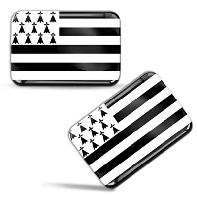 Image of Biomar Labs® 2 x 3D Domed Silicone Stickers Decals Brittany Bretagne France Flag Car Motorcycle Helmet F 70