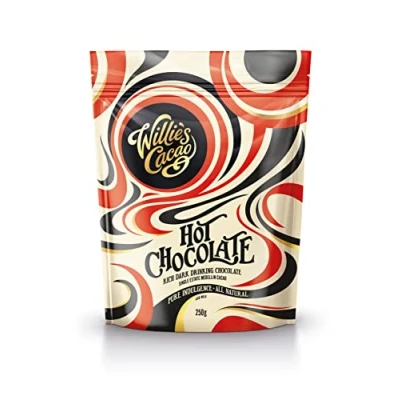 Image of Willie&#039;s Cacao Hot chocolate 52% 250g x 8 Rich dark drinking with honeyed notes Vegan