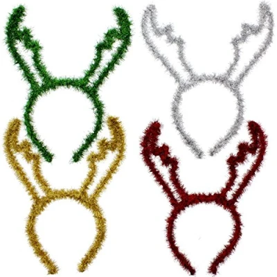 Image of Zac&#039;s Alter Ego Pack of 4 Assorted Christmas Themed Tinsel Headbands
