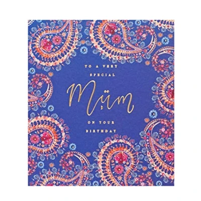 Image of UK Greetings Birthday Card for Mum Eastern Print Design