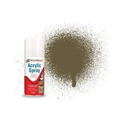 Image of Humbrol Modellers Spray Paint AD6086 No 86 Light Olive 150ml Model Paints for Plastic Kits, Fast Drying Modelling Crafting Surfaces Including Plastic, Fabric, Glass, Wood &amp; Metal Models