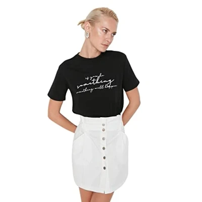 Image of Trendyol Woman Regular fit Basic Crew Neck Knit T Shirt Black