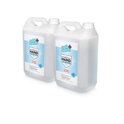 Image of Safe Hands Hand Sanitiser Gel 70% Alcohol 5 litre (2 Pack) Antibacterial &amp; Antiviral Sanitizer Anti Bac Fully Certified Contains Moisturisers Refill