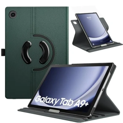Image of TiMOVO Rotating Case for Samsung Galaxy Tab A9+/A9 Plus 11 Inch 2023, 90 Degree Stand Cover, Support Auto Wake Sleep A9+ Tablet SM X210/X216/X218, Midnight Green