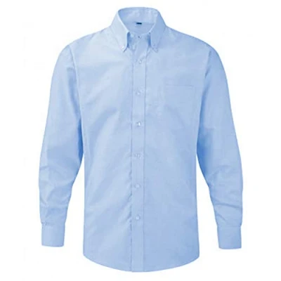 Image of Russell Athletic Collection Mens Long Sleeve Easy Care Oxford Shirt (Oxford Blue) Size 17.5 inch