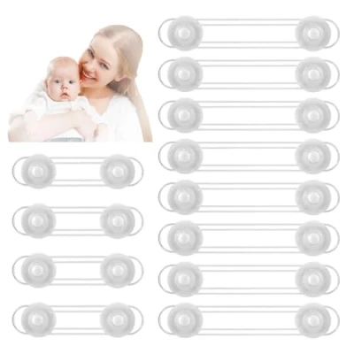 Image of Baby Safety Locks, Mini Multifunction Latch Child Latches for Kitchen Cabinets, Drawers, Ovens, Refrigerators 12 Pack
