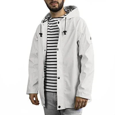 Image of Breizh Ocean Armor Unisex Waterproof Waxed Striped Interior XS to 4XL, Marine, XL