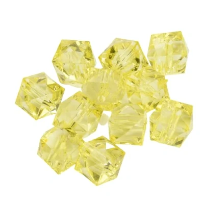 Image of Acrylic Faceted Cube Beads 10mm Pack of 100 Yellow