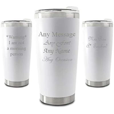Image of Personalised Engraved 500ml White Travel Cup, Personalise with Any Message