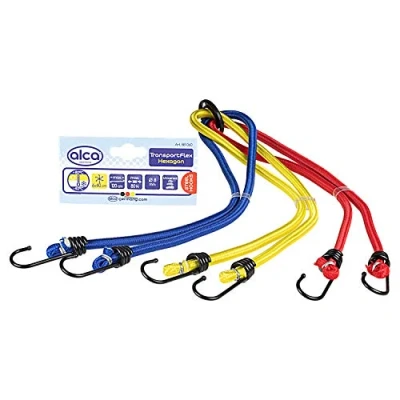 Image of alca Germany Bungee Cords Elastic Stretch Straps With Metal Hooks &#039;&#039;Hexogon&#039;&#039; 6 x 40 cm