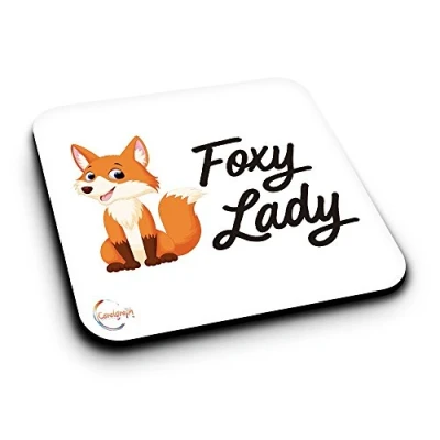 Image of ER520 Foxy Lady Novelty Present Gift Printed MDF Wooden Coaster