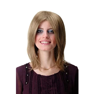 Image of Wig ME UP GFW892 14 Quality for Lady &amp; Men Man cool shoulder length straight youthful Indie Rock Star parting light brown brunette