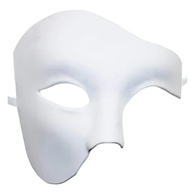 Image of Lilwemen Mens Mask Masquerade Phantom of The Opera Half Face (White)