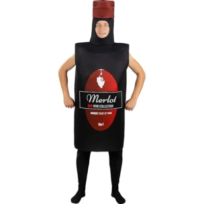 Image of Funidelia Bottle of Wine Costume for men and women Drink, Alcohol, Food, adults, accessory fancy dress &amp; props Halloween, carnival parties One Size Black