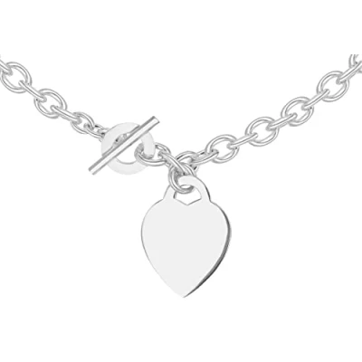 Image of Tuscany Silver Women&#039;s Sterling Large Heart T Bar Belcher Chain Necklace of 41cm/16&quot;