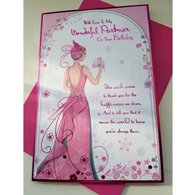 Image of Art Deco Wonderful Partner Glittered Birthday Card
