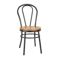 Image of Bolero Clarisse Side Chairs in Metallic Grey with Rubber Wood Seat Durable and Easy Clean H760mm Pack of 2