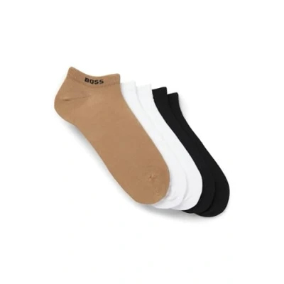 Image of BOSS Mens 5P AS Uni CC Five pack of cotton blend ankle length socks with branding