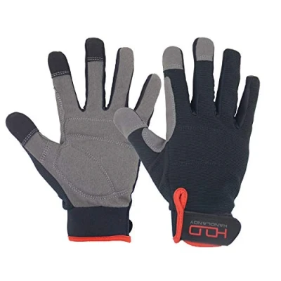 Image of HANDLANDY Mens Utility Work Gloves, Flexible Mechanic Gloves Touch Screen，Breathable Spendex Back, Padded Knuckles &amp; Palm (XL, Black)