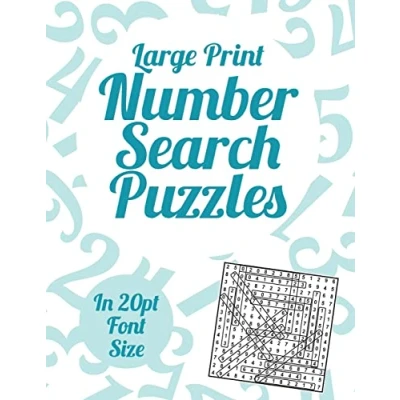 Image of large Print Number Search Puzzles: A book of 100 puzzles in 20pt print.