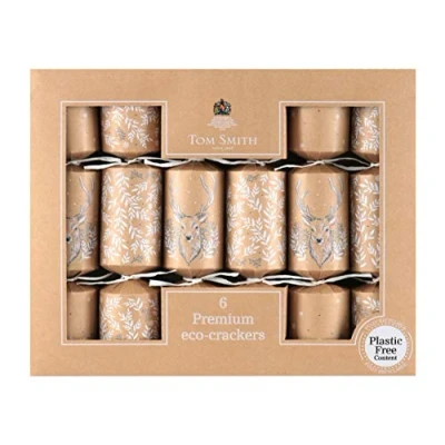 Image of Tom Smith Eco Crackers Premium Kraft Wide Barrel Christmas Friendly &amp; Seasonal Cracker Gift Box, multi