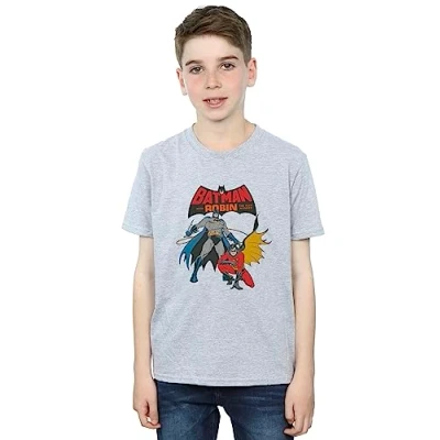 Image of DC Comics Boys Batman and Robin T Shirt Sport Grey 3 4 Years