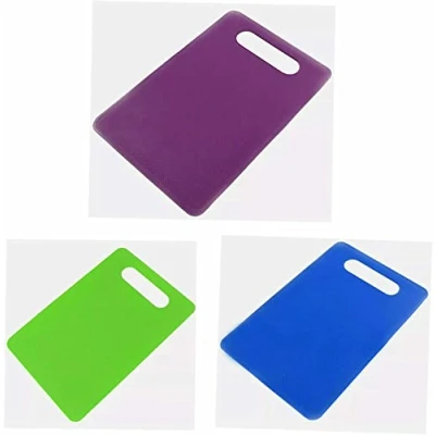 Image of Set of 3 Flexible Chopping Boards Plastic Colour Coded Cutting Kitchen Board Dishwasher Safe Camping Cooking Equipment