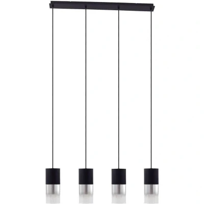 Image of Lindby pendant light Svante, 4 bulb, black, glass, 85 cm