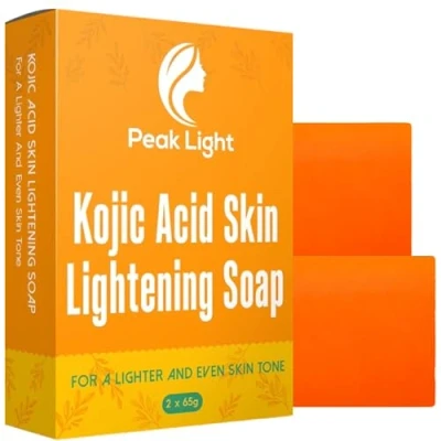 Image of 2 x 65G Peak Light Kojic Acid Skin Lightning Soap Face Bar Targets Dark spots Gently heals acne impurities and eliminates red scars