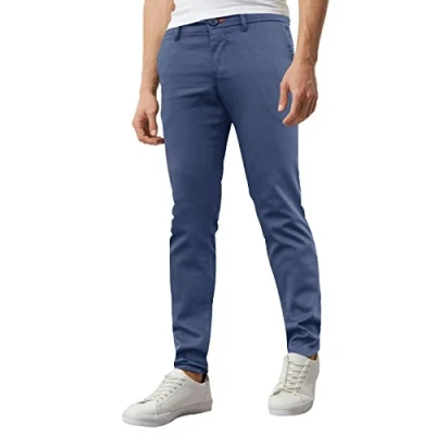 Image of westAce Mens Skinny Stretch Chino Trousers Super Jeans Pants (W30 x L32 (30R), Pale Blue)