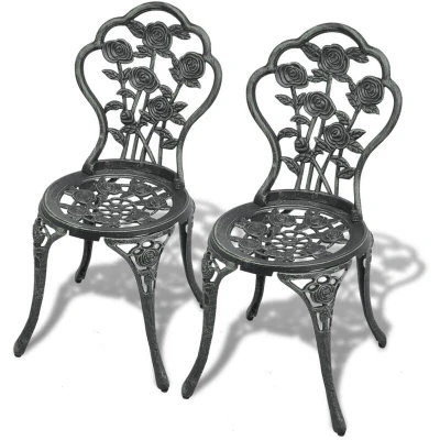 Image of vidaXL Bistro Chairs 2 pcs Cast Aluminium Green