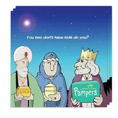 Image of Twizler Funny Christmas Cards Pack of 3 Three Wise Men Design Merry Xmas Multipack