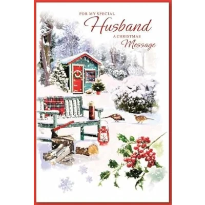 Image of Simon Elvin Husband Christmas Card Snow Scene 23cm x 15.5cm (9&quot; x6&quot;) C75 c