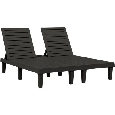 Image of vidaXL Double Sun Lounger Black 155x138x83 cm Polypropylene