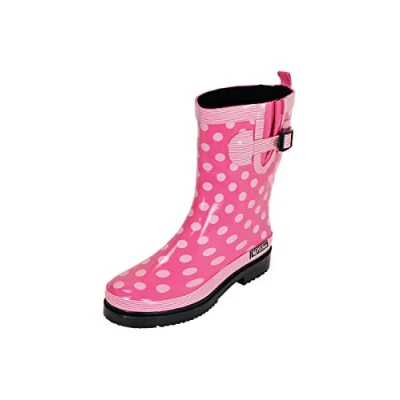 Image of MADSea Women&#039;s Wellington Boots Ocean Pink Dots Half Shaft Rain Size: 6 UK