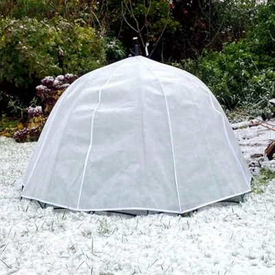 Image of Frost Brolly Winter Plant Protection Cover &amp; Fruit Cage Umbrella 1.2 x 0.75m Bird Netting Greenhouse Cloche with Detachable Fleece Jacket (1)