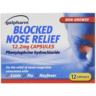 Image of Galpharm Blocked Nose Relief 12 Capsules x 5 Boxes (60 Capsules)