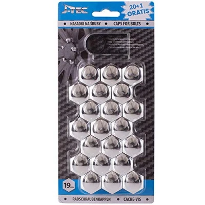 Image of AUTO STYLE set universal wheel nut/bolt covers Chrome Synthetic Material 19mm of 20+1 pieces
