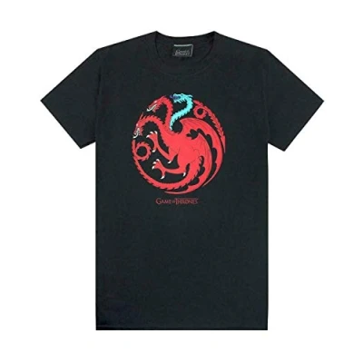 Image of Game of Thrones Ice and Fire Dragons Emblem Men&#039;s Black T Shirt XXL