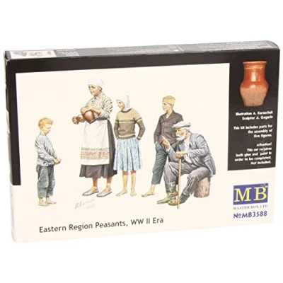 Image of Masterbox 1:35 Scale Peasants Eastern Europe WWII Era Assembly Parts, 13 x 38 millimetres