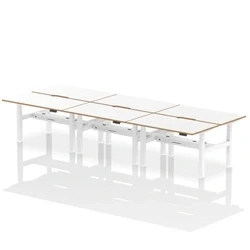 Image of Air B2B Oslo 1400x800 Adjustable 6P Bench Desk Wood Edge White/White