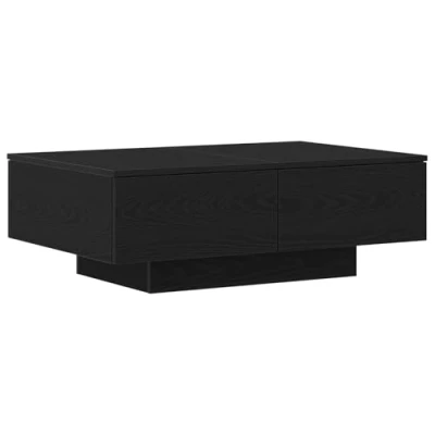 Image of vidaXL Black Oak Coffee Table Engineered Wood/Veneer Functional Storage and Durable Design 90x60x31 cm for Living Room/Lounge Stylish Modern Accent