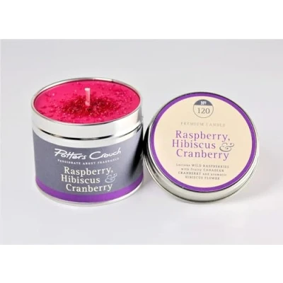 Image of Potters Crouch Scented Candle in a Tin Raspberry, Hibiscus &amp; Cranberry