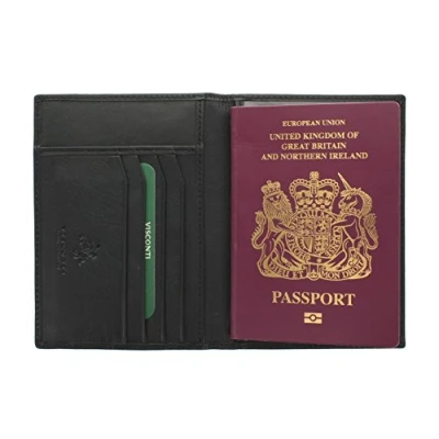 Image of VISCONTI Polo Collection Leather Passport Holder RFID Blocking 2201 Black