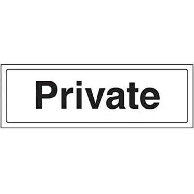 Image of V Safety Private Door Sign 300mm x 100mm 1mm Rigid Plastic