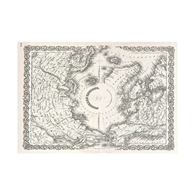 Image of Wee Blue Coo Map 1855 Colton Arctic North Pole Vintage Wall Art Print