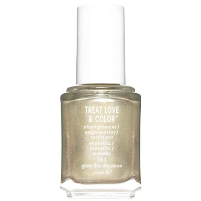 Image of essie Nail Polish Strengthening Treat Love Colour Metallic 151 Glow the Distance TLC Care Varnish 13.5 ml