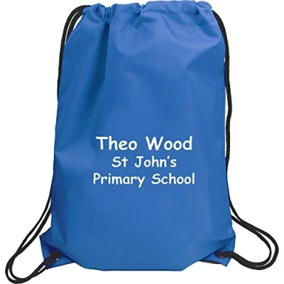 Image of Personalised Name &amp; School Sports PE Drawstring Gym Swimming Bag (Bright Royal)