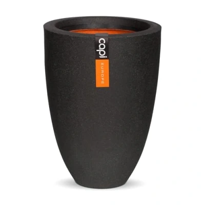 Image of CAPI EUROPE Vase elegant low Smooth NL 36x48 Black Opening Ø27 Pot for indoor and outdoor use Shatterproof 100% recyclable KBL782